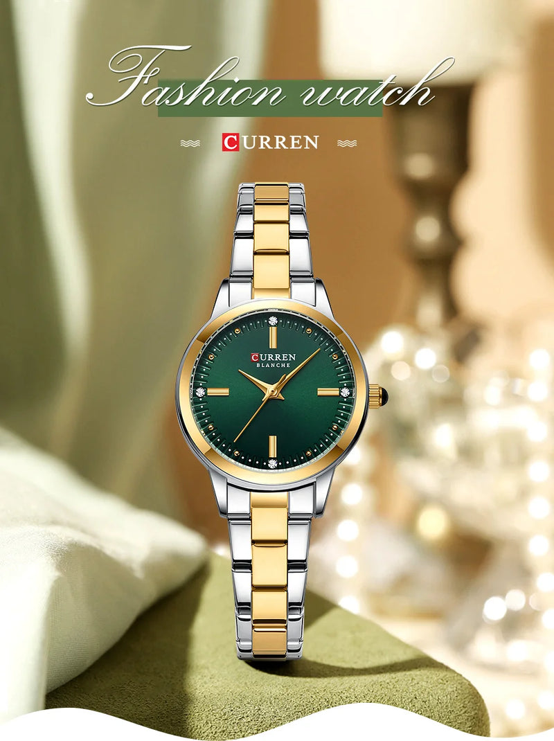 Gold Diamond Quartz Wrist Watch for Women