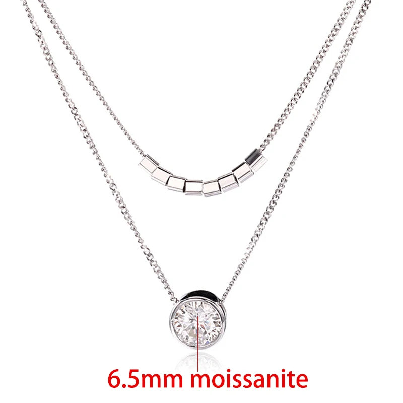 Sterling Silver 6.5mm Moissanite Bubble Necklace for Women