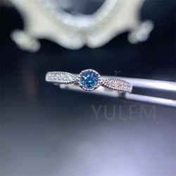 925 Silver Blue Moissanite Ring for Women