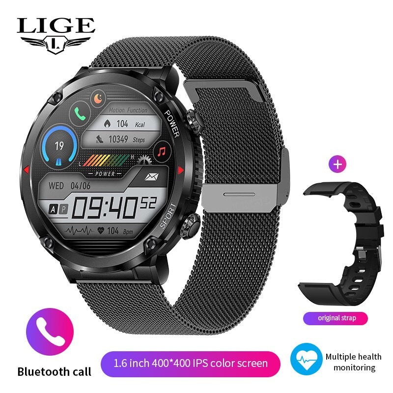 Stainless Steel 1.6 Inch IPS Display Smartwatch with Voice Calling for Men