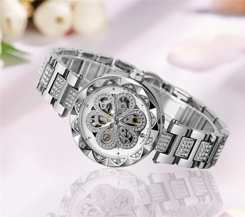 Stainless Steel Flower Swiss-Made Watch for Lady