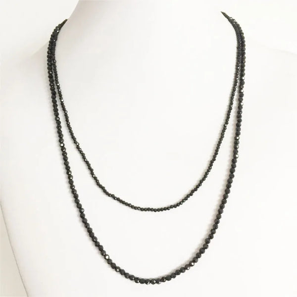 Sterling Silver Black Beads Short Necklace for Women