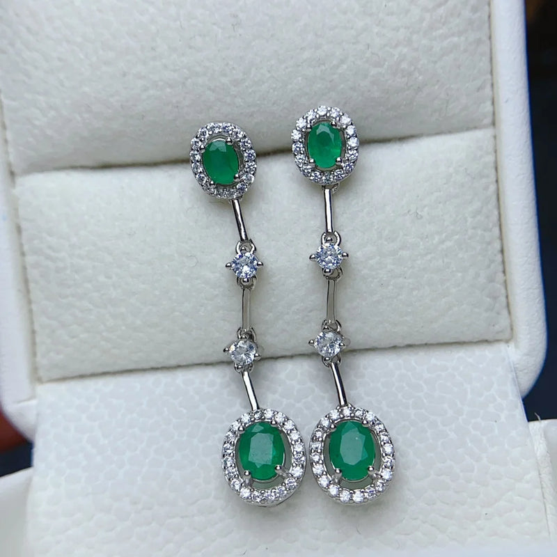 Sterling Silver 4*5mm Emerald Earrings for Women