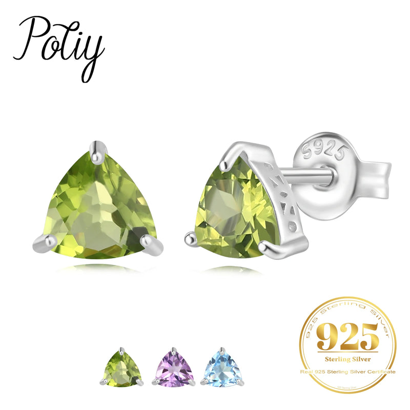 925 Sterling Silver Peridot Amethyst Topaz Stud Earrings for Women