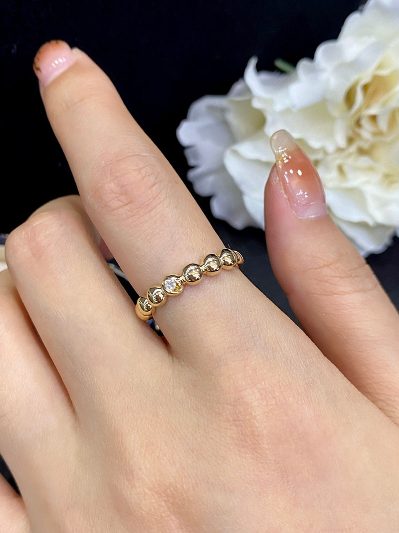18K Yellow Gold Real Natural Diamond Ring for Women