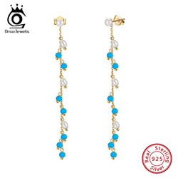 925 Sterling Silver Turquoise Dangle Earrings for Women