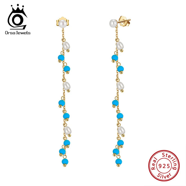 925 Sterling Silver Turquoise Dangle Earrings for Women