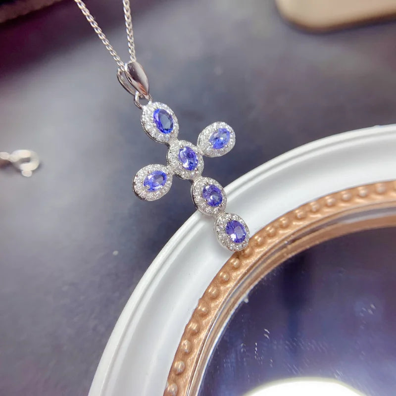 Sterling Silver Tanzanite Necklace for Women.