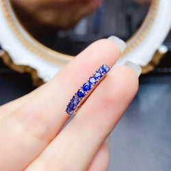 Sterling Silver 3mm Natural Sapphire Ring for Women