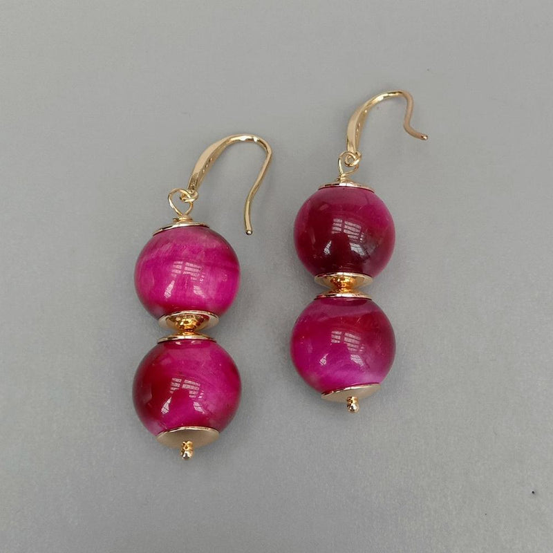 Sterling Silver Tiger Eye Drop Earrings for Women