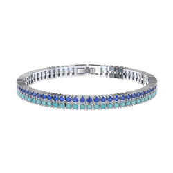 925 Sterling Silver Blue CZ & Turquoise Tennis Bracelet for Women