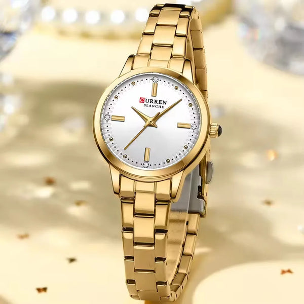 Gold Diamond Quartz Wrist Watch for Women