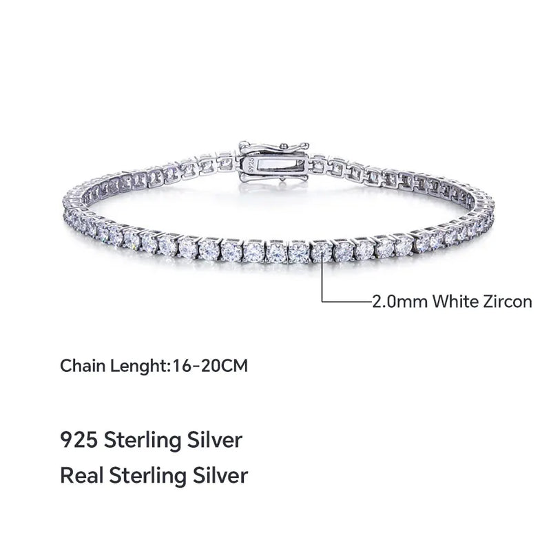 925 Sterling Silver 5A Zircon Tennis Bracelet for Women