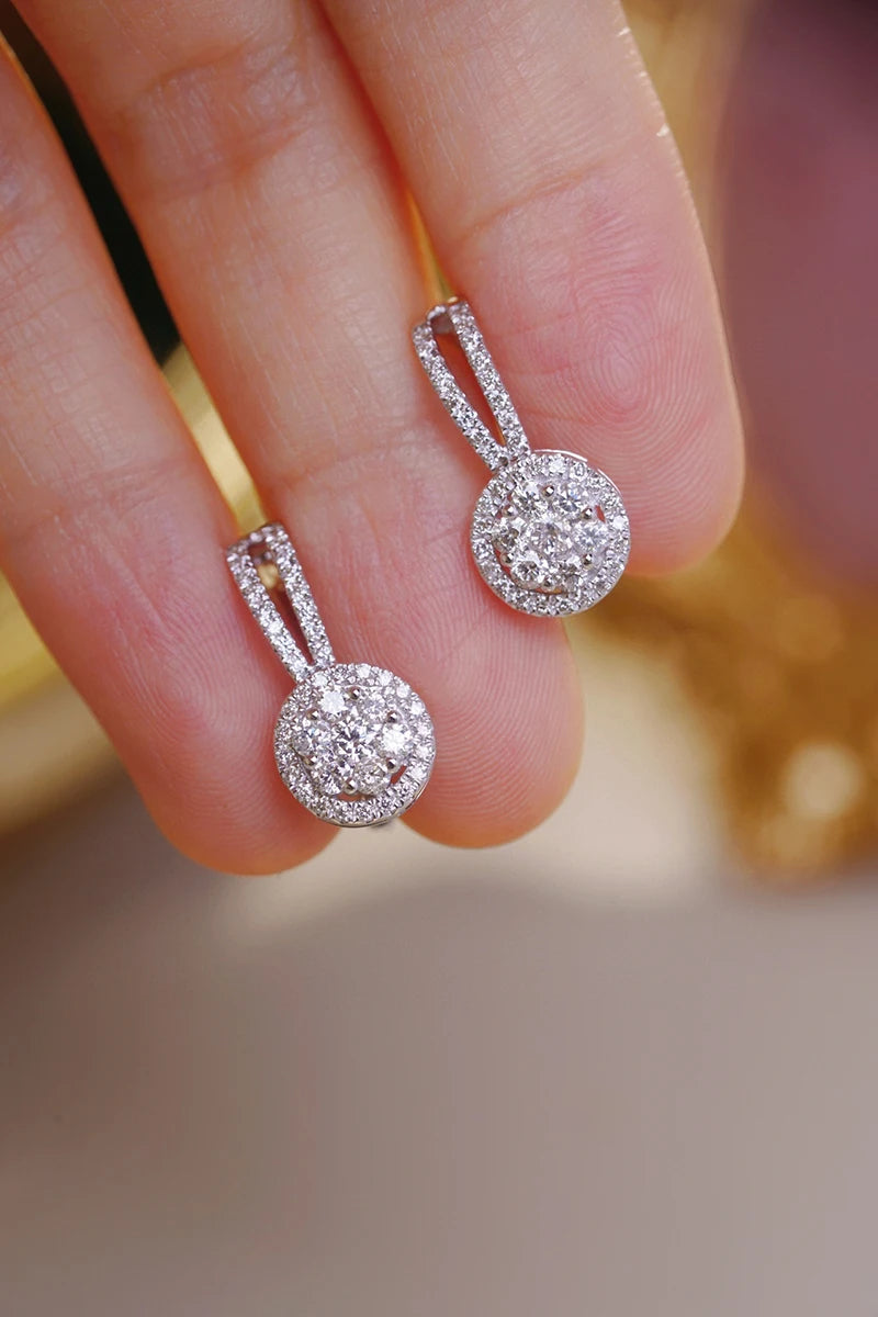 18K White Gold 1.00ctw Diamond Hoop Earrings for Women