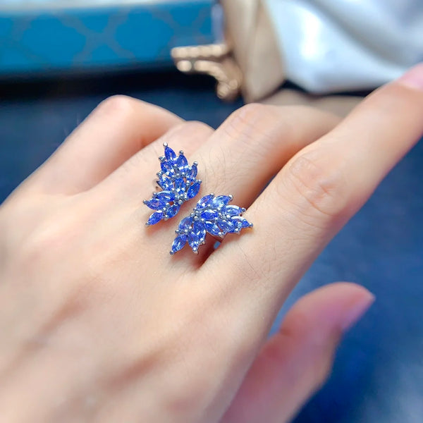 Sterling Silver Tanzanite Butterfly Ring for Women