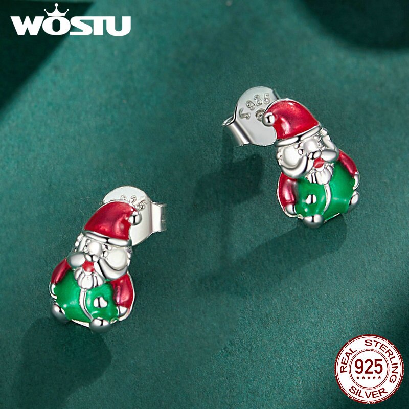 925 Sterling Silver Reindeer and Christmas Tree Drop Earrings for Women