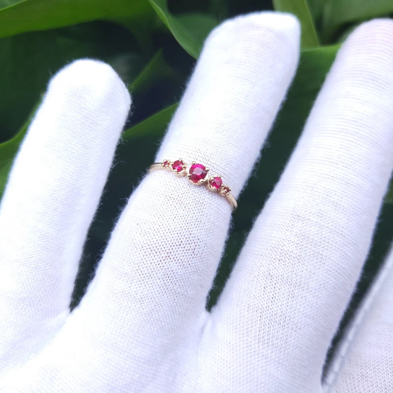 18K Yellow Gold 0.23ct Ruby Engagement Ring for Women