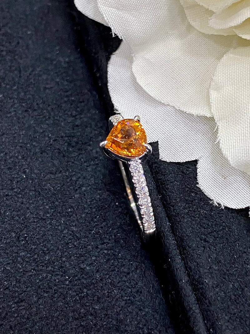 18K White Gold Fanta Garnet Heart Ring for Women