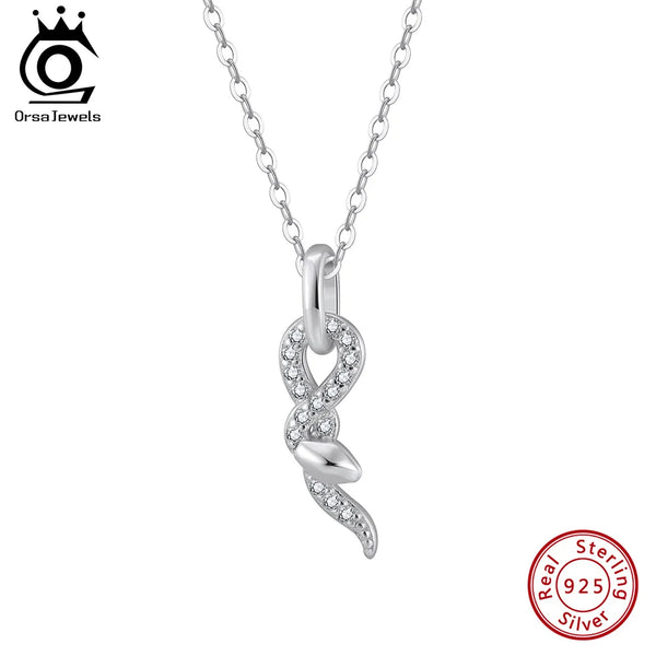 925 Sterling Silver Snake Pendant with Zircon Necklace for Her