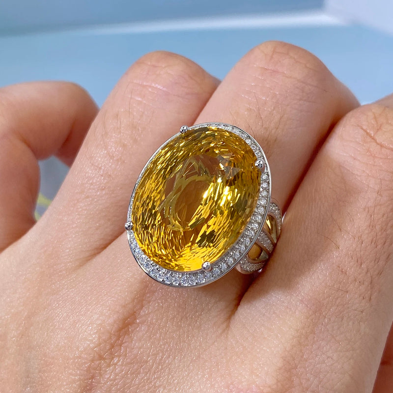 925 Sterling Silver Citrine Ring for Women