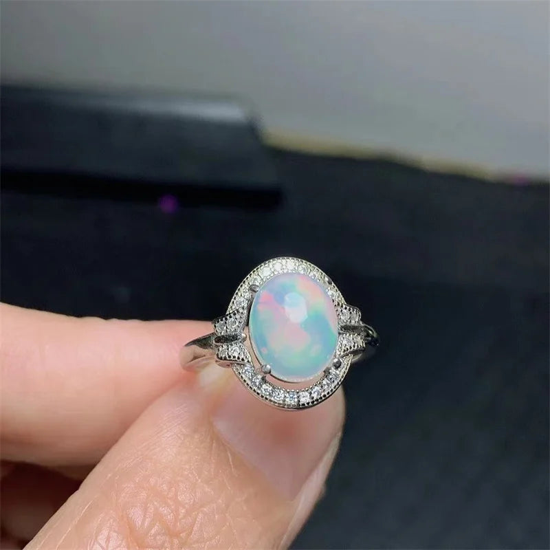 Sterling Silver 925 Opal Ring for Women