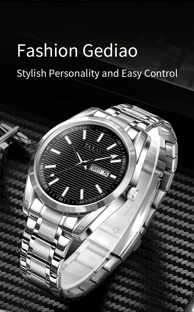 Stainless Steel Quartz Luminous Casual Watch for Men