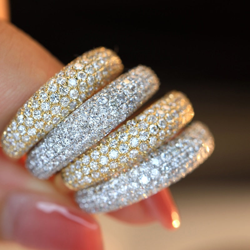 18K Yellow Gold Diamond Row Wedding Band for Women