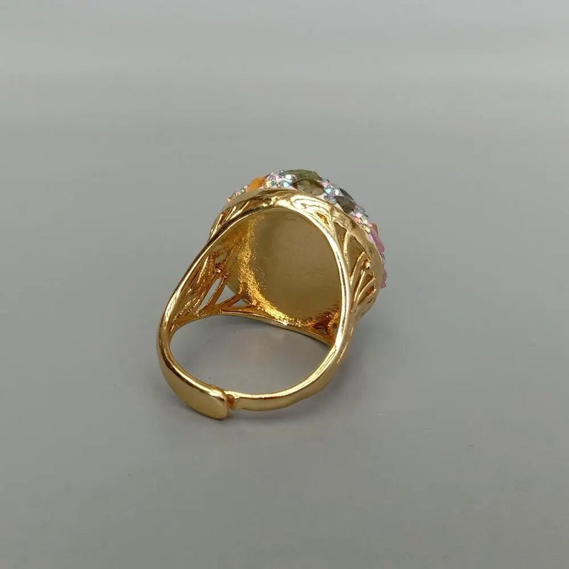 Sterling Silver Natural Yellow Citrine Raw Tourmaline Ring for Women