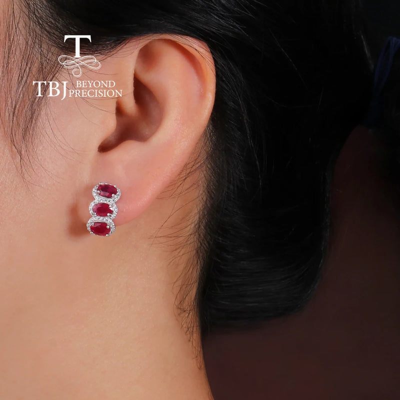 925 Silver Ruby Earrings for Women