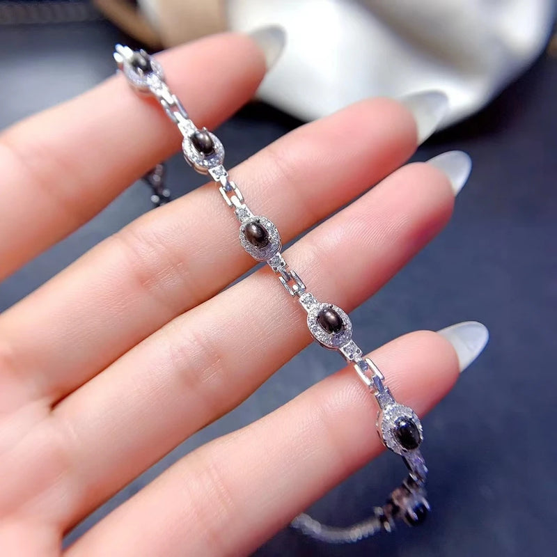 925 Sterling Silver Star Sapphire Bracelet for Women