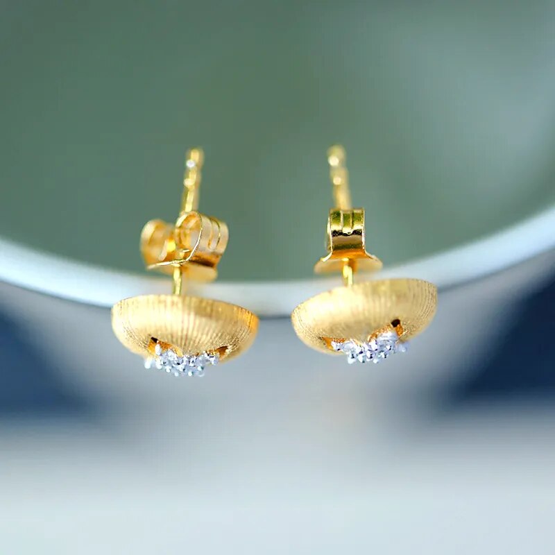 925 Sterling Silver Gold Plated Four Leaf Clover Stud Earrings for Women