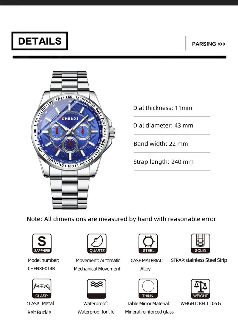 Stainless Steel Quartz Watch for Men