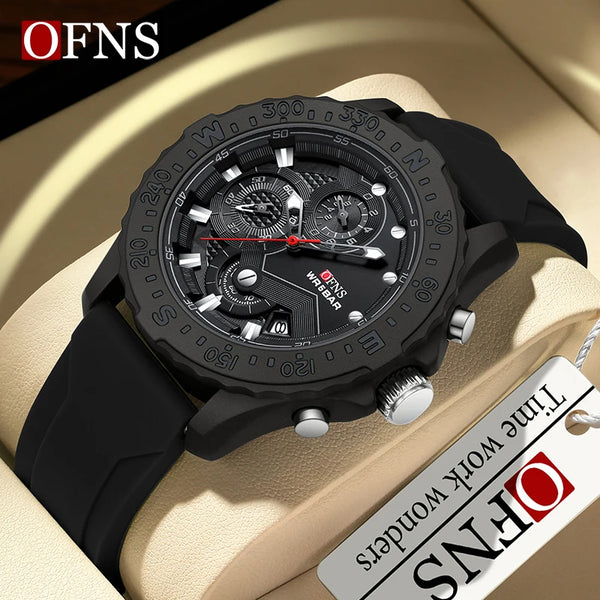 Stainless Steel Military Quartz Chronograph Wristwatch for Men