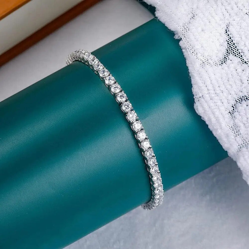 925 Sterling Silver Cubic Zirconia Tennis Bracelet for Women.