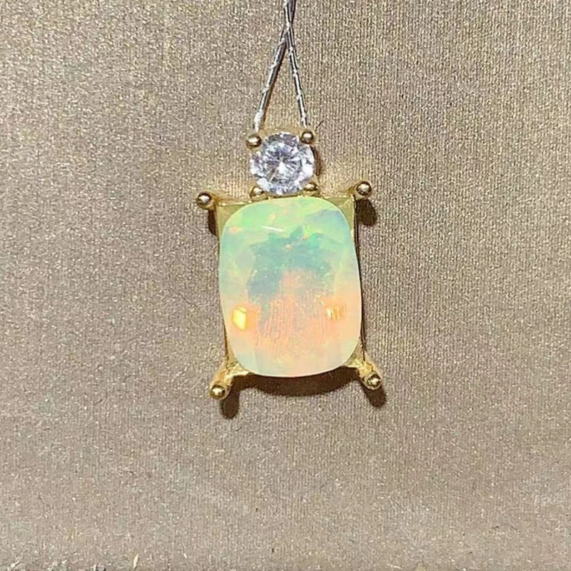 Sterling Silver Natural Opal Pendant for Women