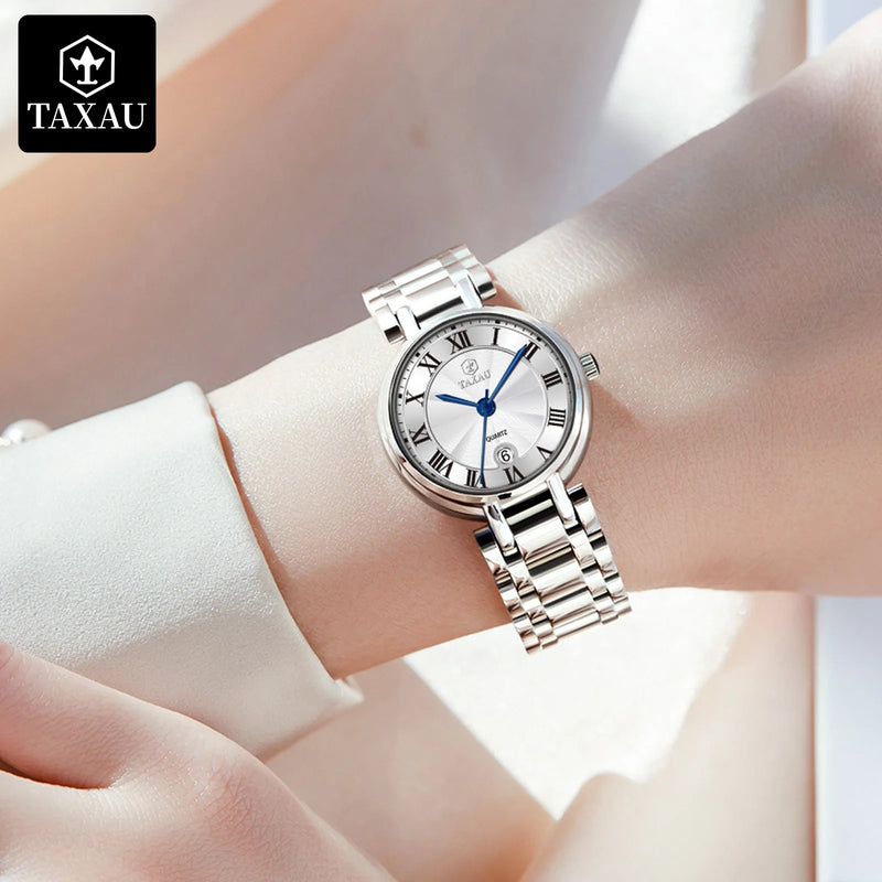 Stainless Steel Watches for Women Quartz Waterproof Calendar Casual watch Elegant Designs