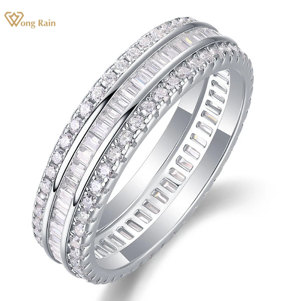 Wong Rain 925 Sterling Silver 3EX VVS1 D Color Real Moissanite Pass Test Diamond Wedding Party Ring for Women Jewelry Band