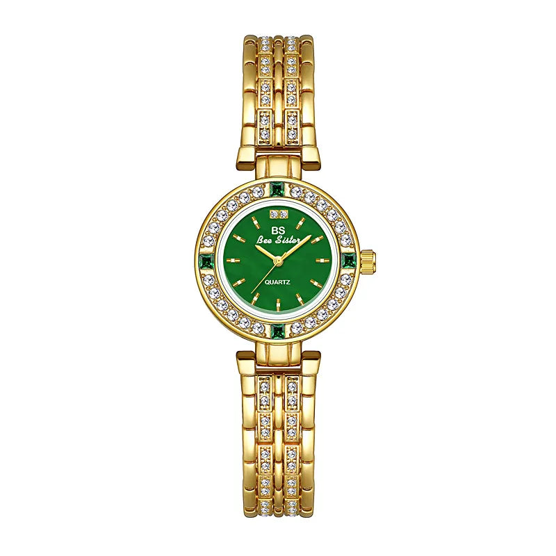 Gold Crystal Diamond Ladies Dress Watch