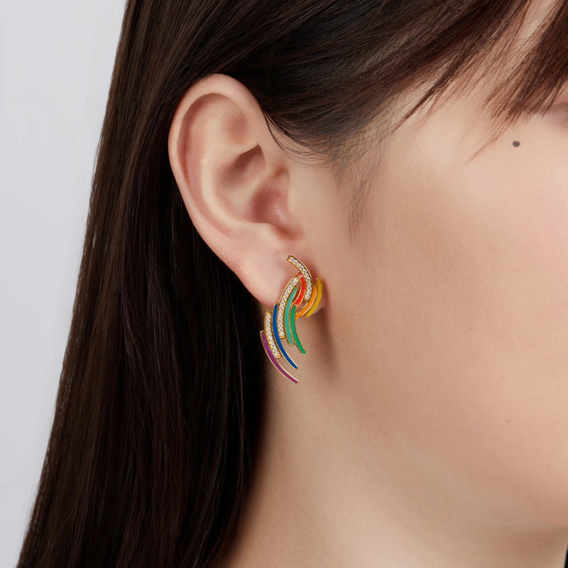 Sterling Silver Rainbow Shaped Earrings for Women