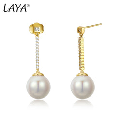 Sterling Silver Shell Pearl Zircon Stud Earrings for Women