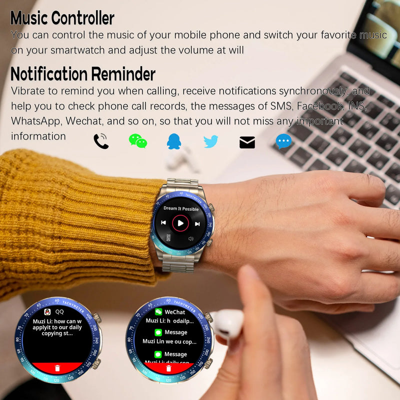 Gold Smart Watch with NFC AMOLED HD Screen Heart Rate Monitor and Bluetooth Call for Men & Women