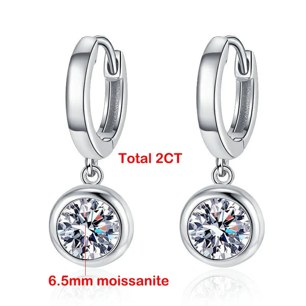 Sterling Silver 1CT Moissanite Drop Earrings for Women