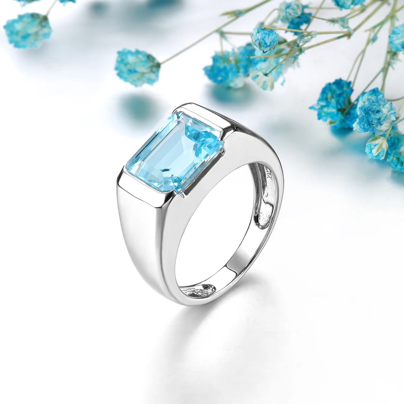 Sterling Silver Sky Blue Topaz Ring 5.8ctw Unisex