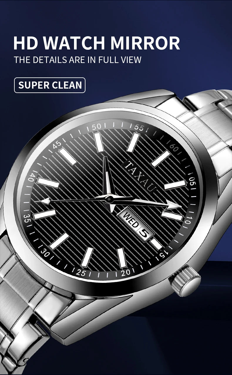 Stainless Steel Quartz Luminous Casual Watch for Men