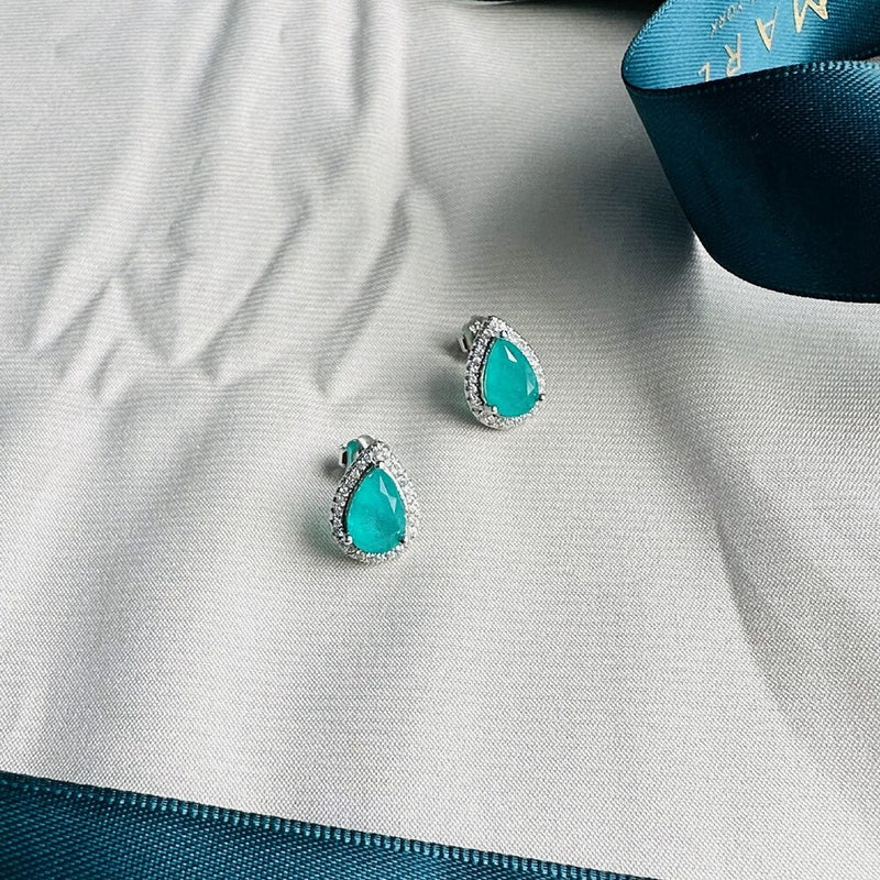 925 Sterling Silver Lab Emerald Stud Earrings for Women