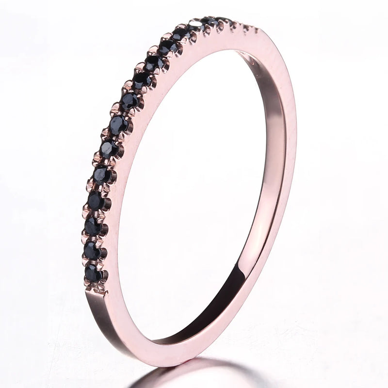 18k Rose Gold Black Diamond Half Eternity Ring for Women