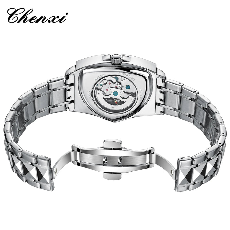 Stainless Steel Automatic Triangle Mechanical Luminous Waterproof Watch for Men