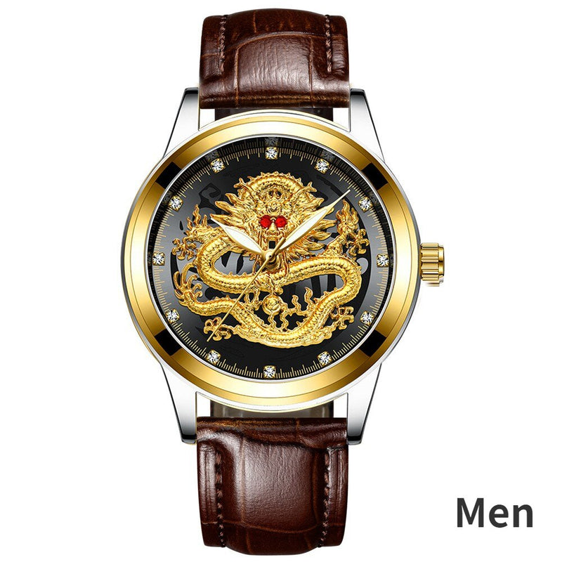 Gold Dragon Phoenix Couple Watches