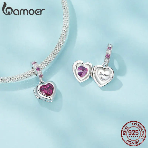 925 Sterling Silver Cubic Zirconia Heart Charm for Bracelets or Necklaces, for Women