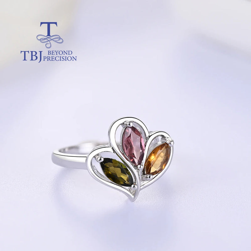 925 Silver Tourmaline Ring Earrings Set for Women